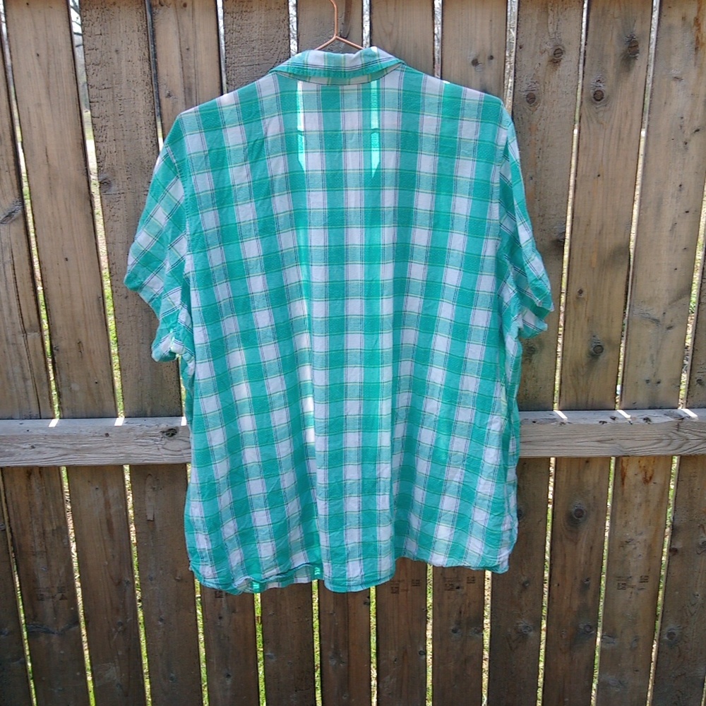 Riders By Lee Short Sleeve Plaid Button Down Shirt Top - Picture 10 of 12